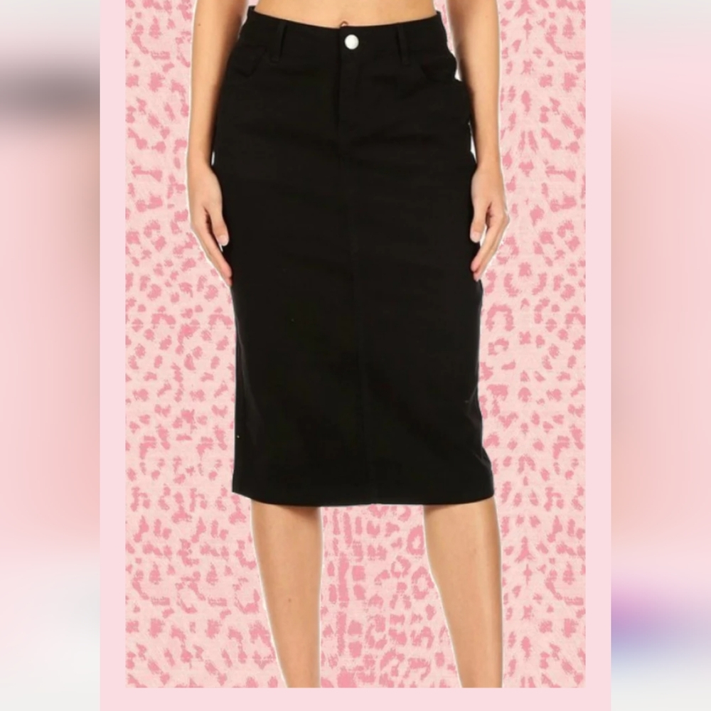 Black denim skirt